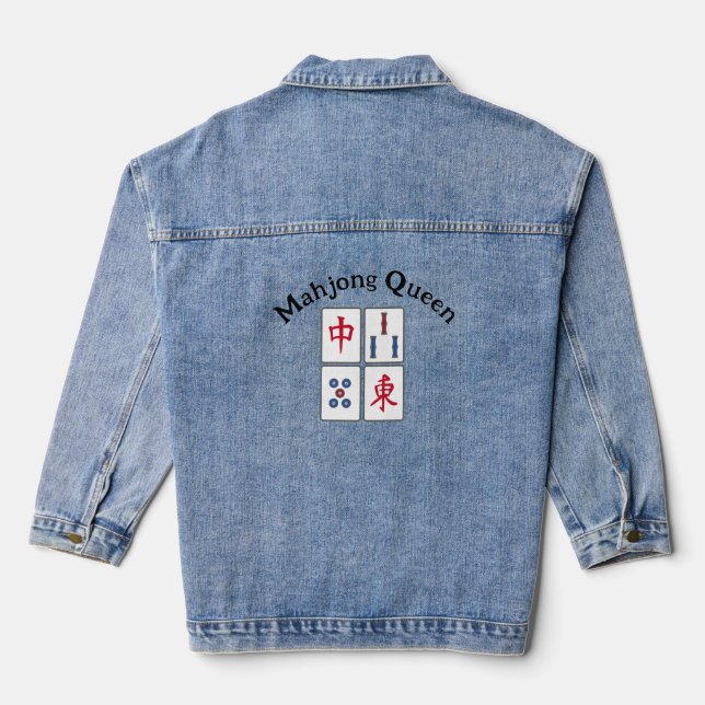 Mahjong Design Denim Jacket (Back)