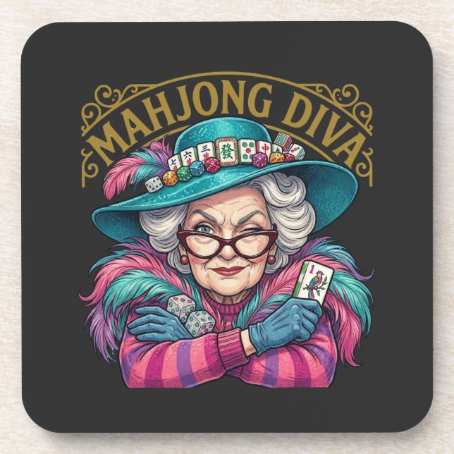 Mahjong Diva Funny Women's Coaster (Front)