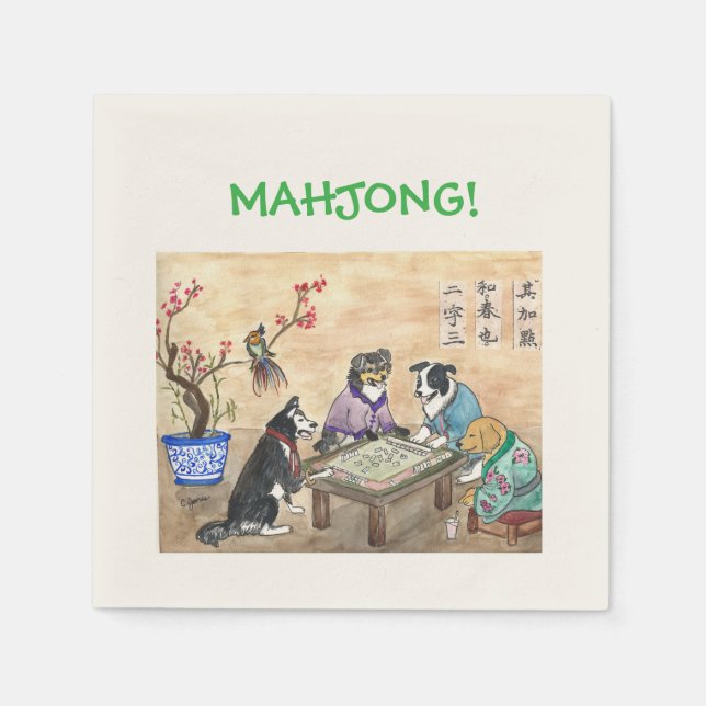 Mahjong Dogs -  Napkin (Front)