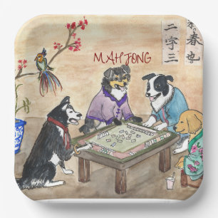 Mahjong Dogs -  Paper Plate