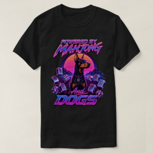  Mahjong & Dogs Synthwave Doberman Art T-Shirt