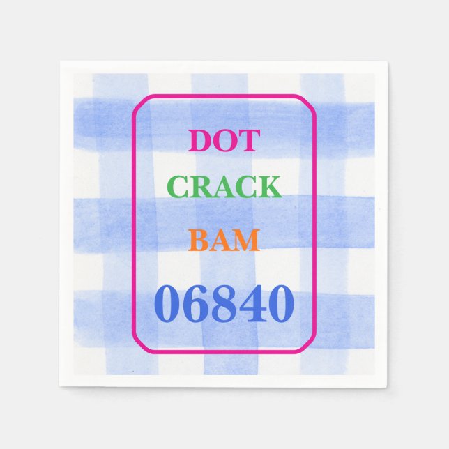 Mahjong Dot Crack Bam Watercolor Gingham Napkin (Front)
