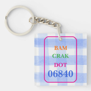 Mahjong Dot Crak Bam Blue Check ZIPCODE Keyring