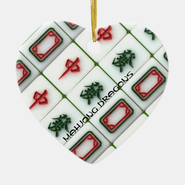 Mahjong Dragons Ceramic Tree Decoration (Front)