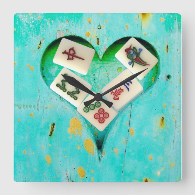 Mahjong Fills my Heart rustic clock (Front)