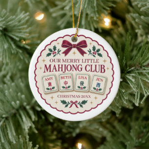 Mahjong Foursome Ornament Red Name Tiles 2026