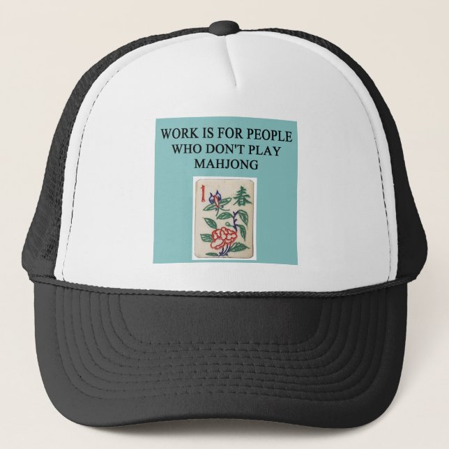 mahjong game player trucker hat (Front)