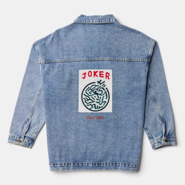 MahJong game symbol Joker tile Denim Jacket (Back)