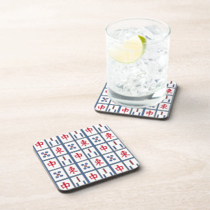Mahjong Game Tiles Design  Beverage Coasters