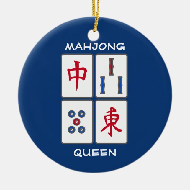 Mahjong Game Tiles Design Ceramic Ornament (Front)