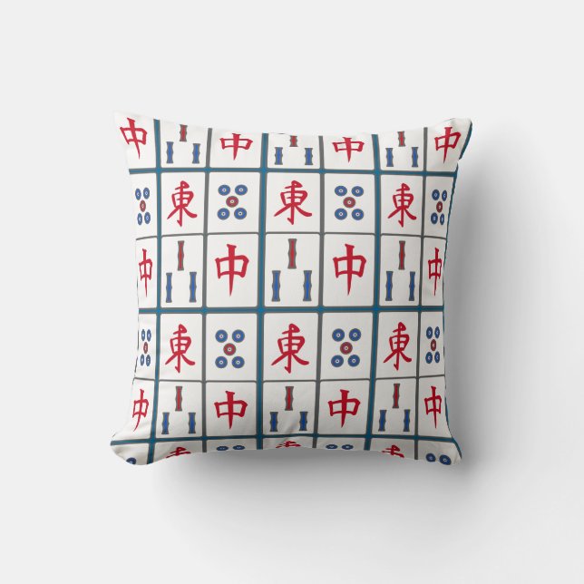 Mahjong Game Tiles Design Cushion (Front)
