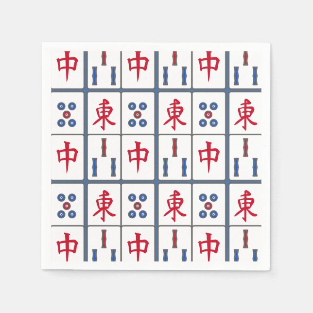 Mahjong Game Tiles Design Napkin (Front)