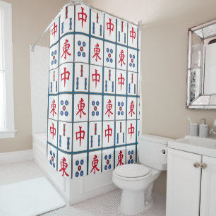 Mahjong Game Tiles Design Shower Curtain