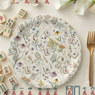 Mahjong Hostess Garden Party Elegance Paper Plate