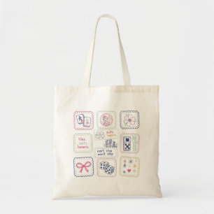 Mahjong Inspired Tiles & Lucky Charms Collage Tote Bag