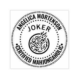 Mahjong Joker “Certified Mahjongaholic” Name Self-inking Stamp