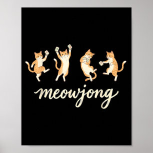 Mahjong Lover Mahjong Player Cat Playing Mahjong Poster