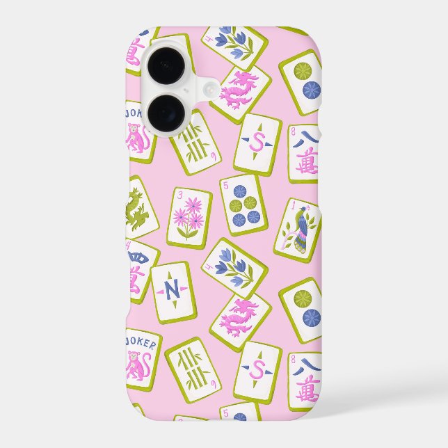 Mahjong Lovers Hand drawn Tiles on Pastel Pink (Back)