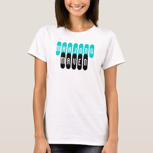 mahjong maven aqua black fashionable players shirt (Front)