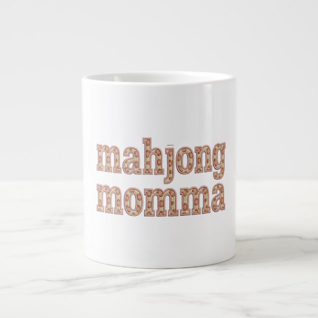 Mahjong Momma Retro Varsity Pattern Gift Large Coffee Mug (Front)