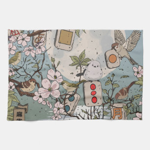 Mahjong Moonrise Tea Towel