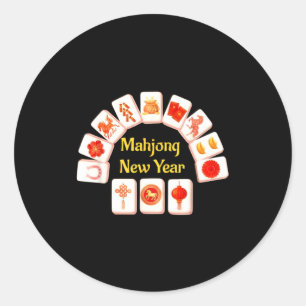Mahjong New Year 2026 Horse Classic Round Sticker