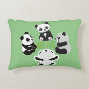 Mahjong Panda Cute Funny Decorative Cushion