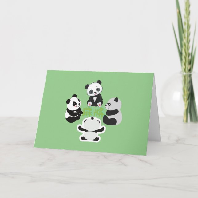 Mahjong Panda Cute Funny  Holiday Card (Front)