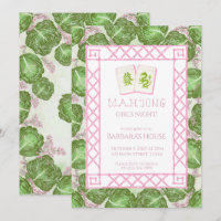 Mahjong Party Invitation, Cabbage and Pink