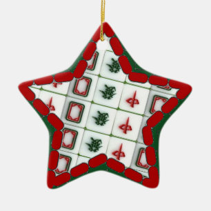Mahjong pattern ceramic ornament