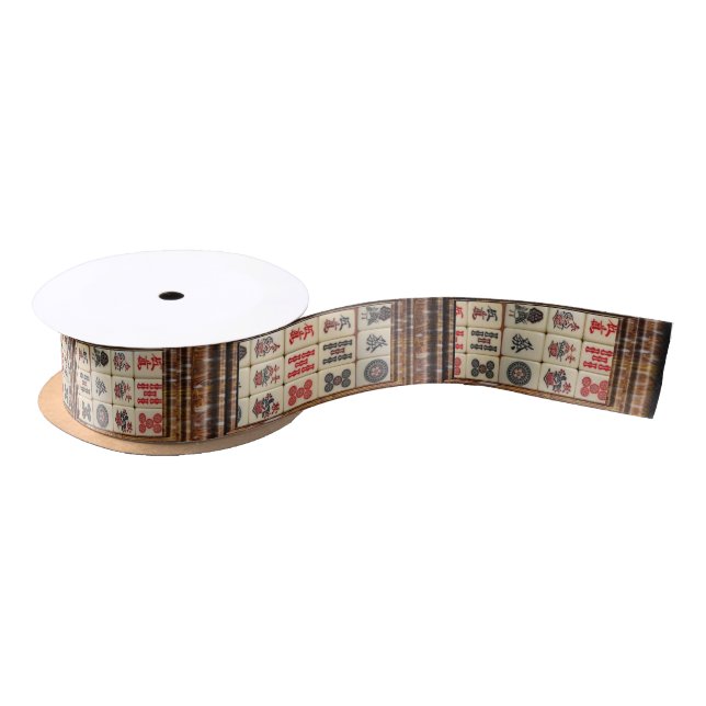 Mahjong pattern satin ribbon (Spool)