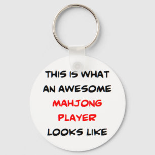 mahjong player, awesome key ring