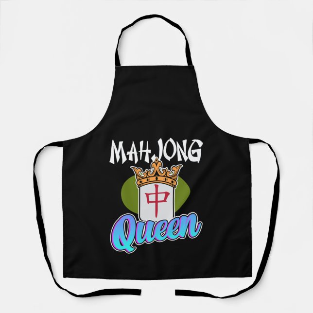 Mahjong Queen Game Mahjong Player Games Graphic Apron (Front)