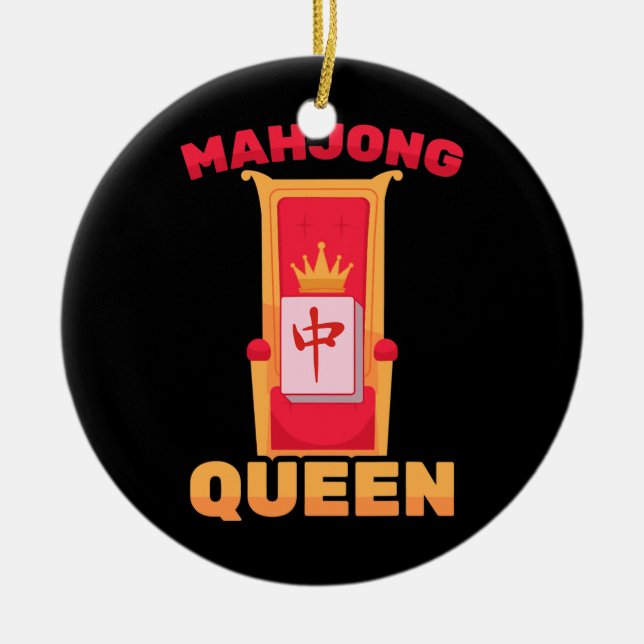 Mahjong Queen Of Tiles Mah Jong Family Game  Ceramic Ornament (Front)