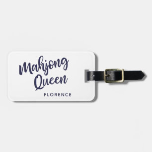 Mahjong Queen Personalised Name   White and Blue Luggage Tag