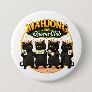 Mahjong Queens Club Cute Black Cats 7.5 Cm Round Badge