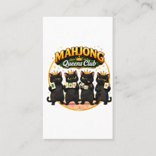 Mahjong Queens Club Cute Black Cats Business Card