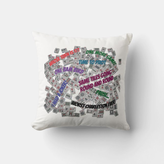 Mahjong Sayings Throw Pillow (Front)