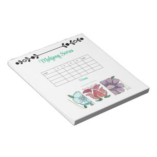 mahjong scorepad flower tiles notepad