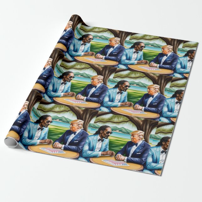 Mahjong Snoop Dogg and Trump Mahj wRAPPING Paper (Unrolled)