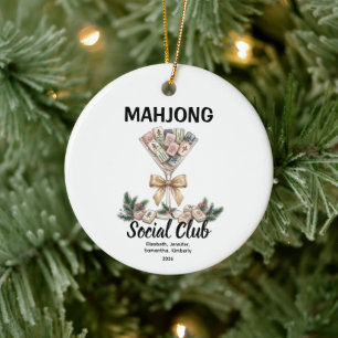 Mahjong Social Club Christmas Group Gift Ceramic Ornament