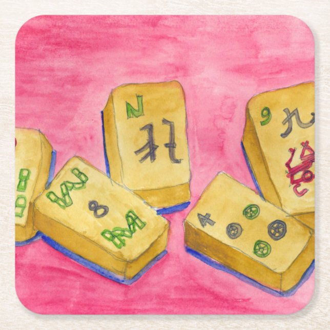 Mahjong Square Paper Coaster (Front)