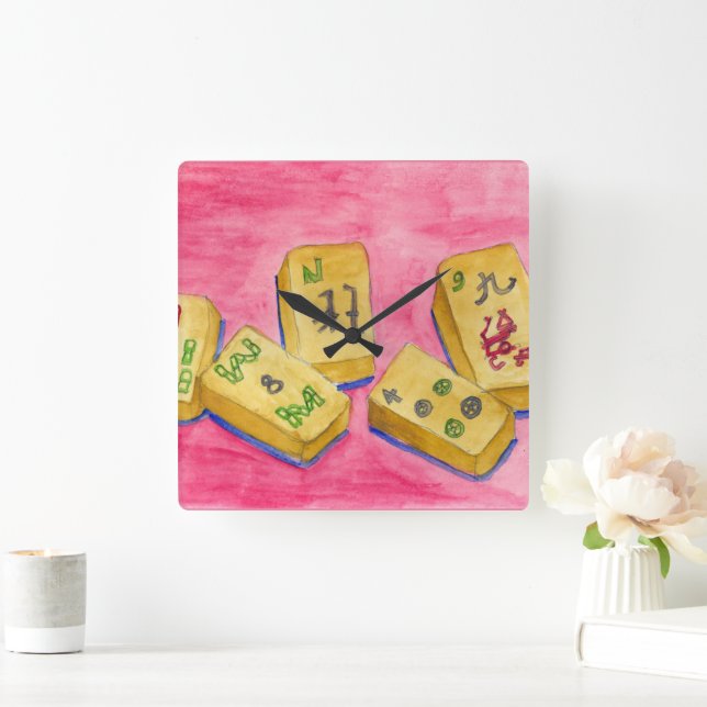 Mahjong Square Wall Clock (Home)