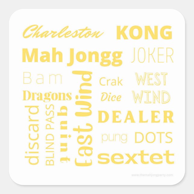 Mahjong sticker with yellow words (Front)