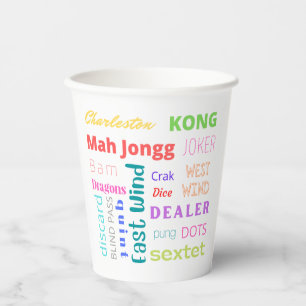 Mahjong themed cups featuring American Mah Jongg