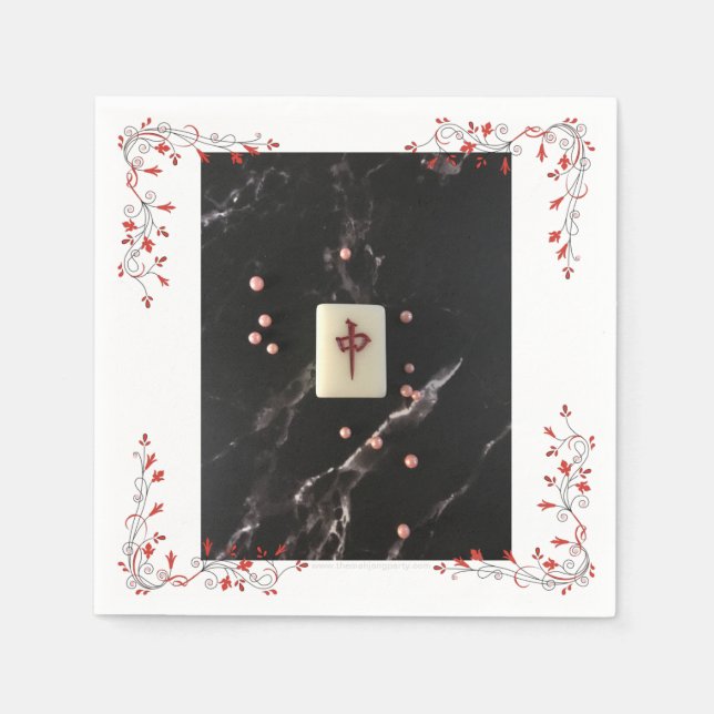 Mahjong themed napkin with the Red Dragon (Front)
