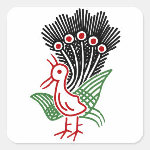 Mahjong Tile 1 Zhai Isoroko Only -01 Square Sticker