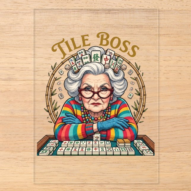 Mahjong Tile Boss Acrylic Invitations (Front)