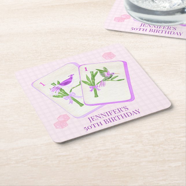 Mahjong Tile Napkins for Mahjong Party Decor Square Paper Coaster (Angled)