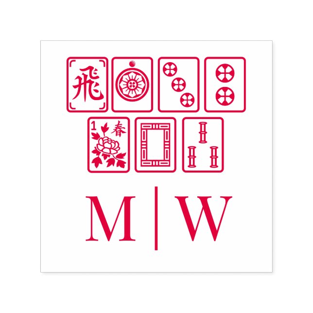 Mahjong Tiles #1 Wedding Couple Initials Self-inking Stamp (Design)